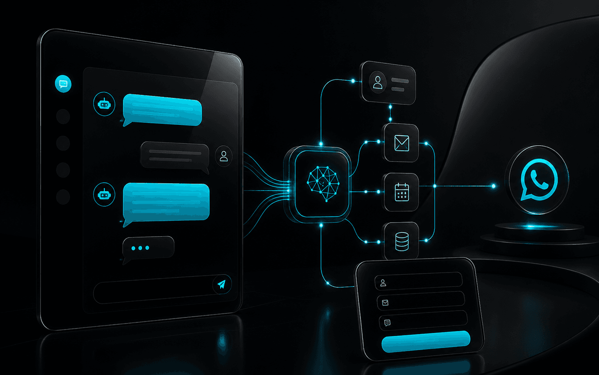 Premium website AI chatbot interface helping Kerala businesses capture leads and hand off enquiries to WhatsApp