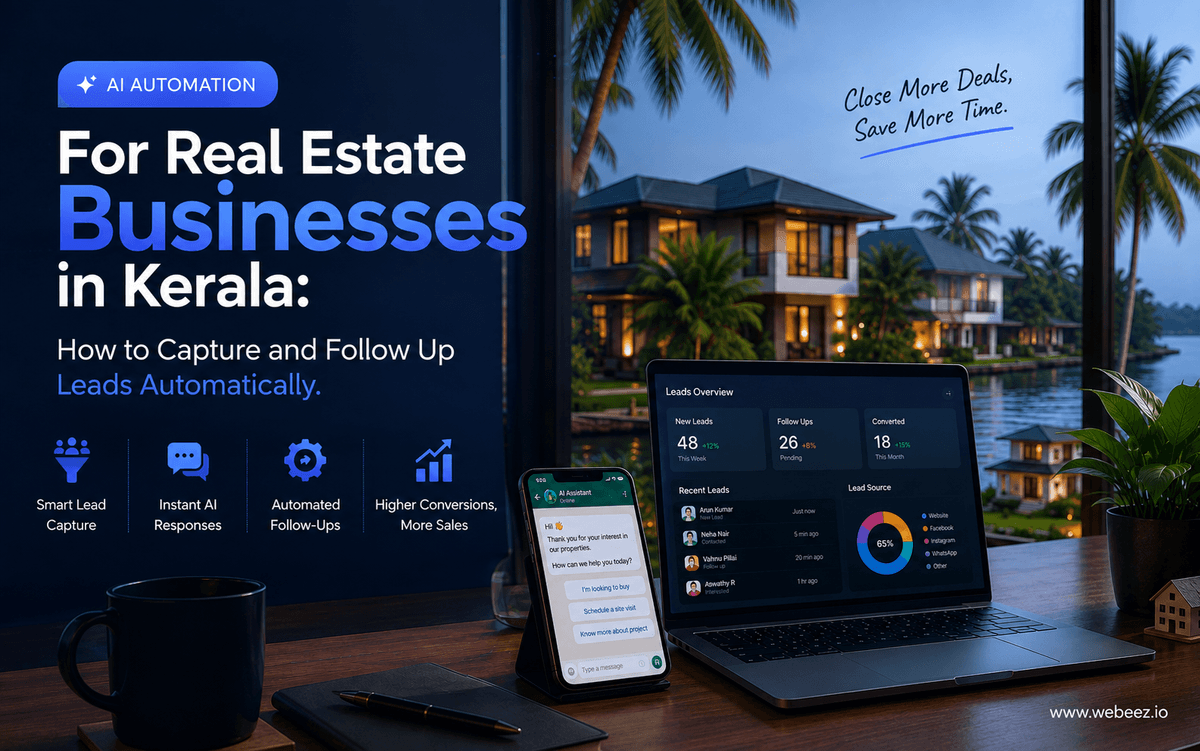 AI automation workflow helping a Kerala real estate business capture, qualify and follow up property leads